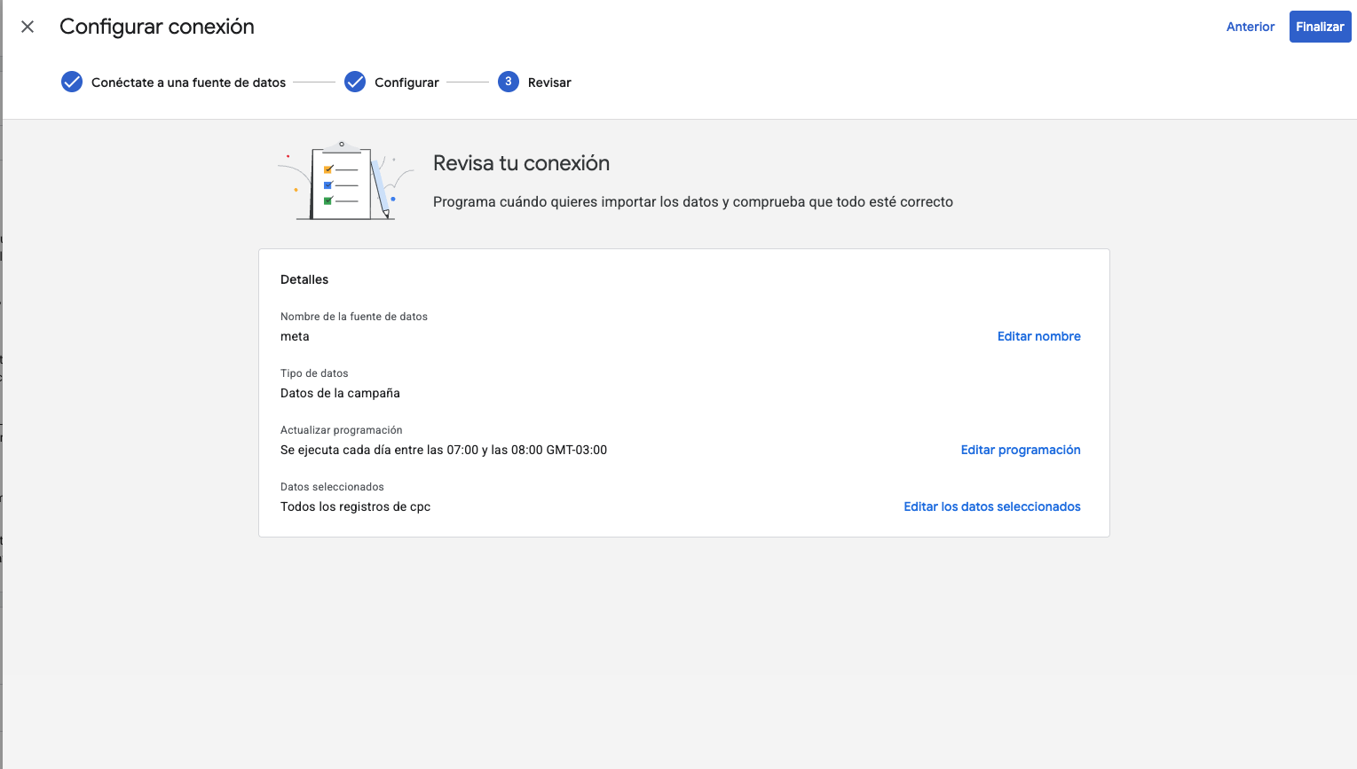 Revisar configuración final antes de importar en GA4